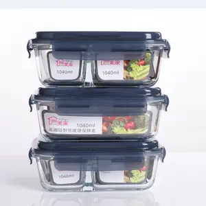 1020ml Borosilikatglas-Vorrats behälter für Lebensmittel mit auslaufs ic heren luftdichten Kunststoff deckeln mit Schnapp verschluss Mikrowellen geeignet