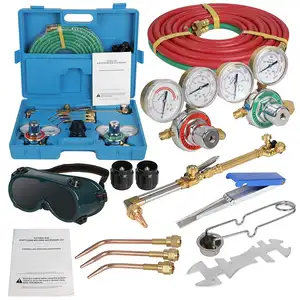 Kit alat las dan obor pemotong Gas asetilen oksigen portabel Oxy Brazing Set alat las