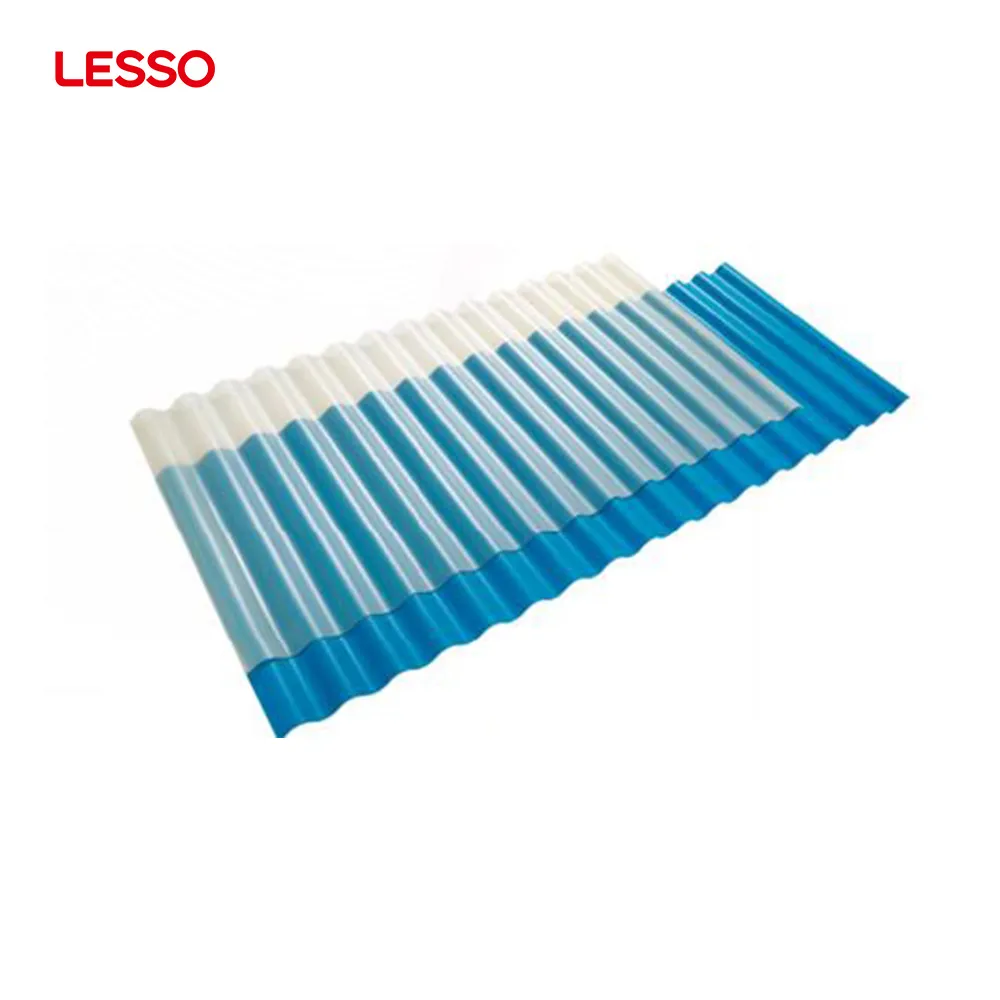 Lesso Custom Kleur Transparant Licht Blauw Doorschijnend Tegel Pvc Dakplaten Plastic Plaat Voor Dak
