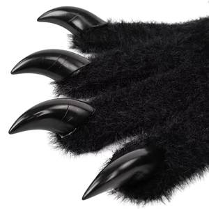 Gants à griffes en fourrure d'Halloween avec longs ongles, accessoire de cosplay réaliste, vente en gros, polyester, pour femmes adultes - Product Image 3