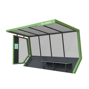 Fermata dell'autobus della stazione del rifugio per autobus in metallo all'aperto con panca per Stock in vendita