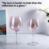Verre à vin rouge à pied rose de style vintage de luxe léger, électroplaqué, exclusif mariage, pour coffret cadeau en verre