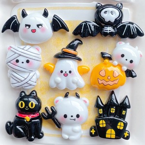 Breloques et accessoires en résine DIY pour boîtes de rangement, thèmes Halloween (fantôme, citrouille, chat noir, dessin animé), et pinces à cheveux, avec <span class=keywords><strong>colle</strong></span> crème, export transfrontalier - Product Image 2
