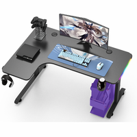 Nouveau bureau d'ordinateur en forme de L lumière RVB bureau PC Table de course bureau de jeu noir Table d'ordinateur de grande taille