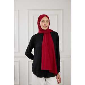Pure Cotton <b>Scarf</b> Cherry <b>Red</b> Solid Color Modest Wear 100% Cotton Fabric - Product Image 2