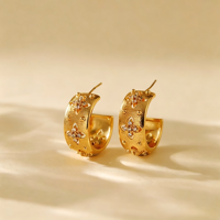 Boucles d'oreilles créoles texturées faites à la main en Italie, plaqué or véritable 18 carats, alliage de cuivre, zircon, style palais vintage, luxe, cadeau pour femme