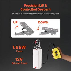 Kit de Elevación Hidráulico de Tijera para Remolque, PH520, 10 Toneladas, Kit de Elevación para Plataforma de Remolque, Unidad de Potencia Hidráulica de Doble Acción - Product Image 4