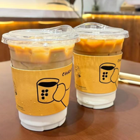 Manchons de tasses à café en papier kraft noir, isolants, jetables, personnalisables avec logo imprimé, pour boissons chaudes ou froides