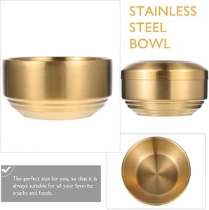 ชามสำหรับเด็กทำจากสเตนเลสสตีลสีทองพร้อมฝาปิดซีเรียลซุปกลมของหวานสลัดข้าวโพดคั่วและชามพาสต้า - Product Image 6