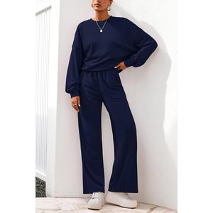 Ensemble 2 pièces pour femme : Sweat-shirt à col rond et pantalon de survêtement large, tenue décontractée respirante à manches longues - Product Image 6