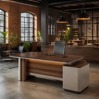 Escritorio Ejecutivo Ecológico E1 MDF con Pintura Taiho 3H, Carga Inalámbrica, Diseño 3D con Textura de Madera, Muebles de Oficina