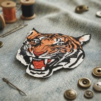 Patch brodé thermocollant personnalisé grand motif Tigre 3D pour vêtements, sweats à capuche et chapeaux