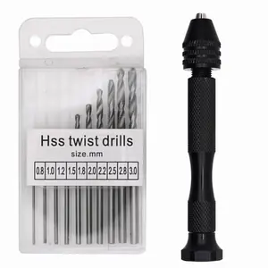 High Quality 11PC 0.8-3.0mm HSS Manual Drill With Eye Pin Swivel Head