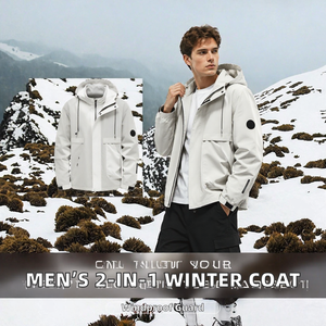 Veste parka matelassée isolée coupe-vent à col montant et capuche longue 2-en-1 pour homme, idéale pour les activités hivernales en extérieur - Product Image 2