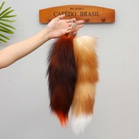 Porte-clés en fourrure de renard véritable de qualité supérieure, 100% fourrure de renard, doux et adorable, breloque pour sac, 40 cm, toutes saisons, provenance éthique