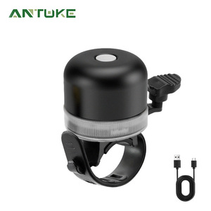 Mini timbre negro para bicicleta con luz, carga USB, sonido fuerte, aleación de aluminio, para bicicleta de montaña, bicicleta de equilibrio para niños - Product Image 2