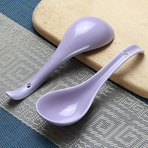 Cuchara de cerámica negra de estilo asiático para sopa,cuchara japonesa para ramen,cucharas chinas de porcelana para sopa wonton - Product Image 6