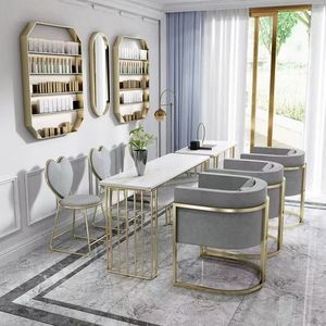 LE Modern and Minimalist <b>Nail</b> Art Long <b>Table</b> Sofa Set Salon <b>Table</b> Salon Furniture <b>Nail</b> <b>Table</b> - Product Image 1