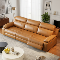Canapé inclinable en cuir orange CE avec porte-gobelets, mobilier de salon moderne, sièges personnalisables, vente en gros