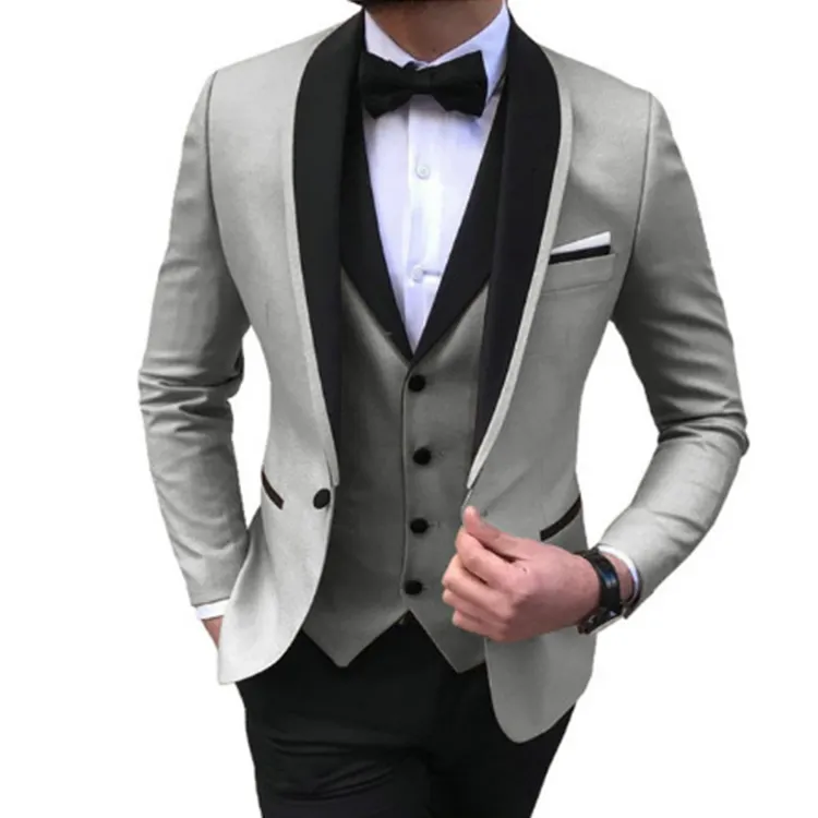 Custom Logo Color Male Plus Size Formal Slim Fit Business Casual Wedding Party Blazers 3 Pieces Set Men Suits