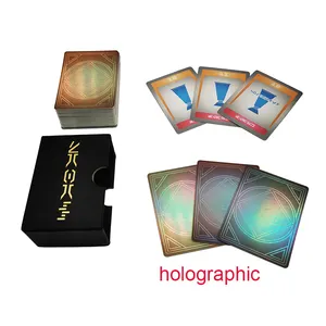 Kertas Hologram Tarot Kartu Oracle Cetak Kustom Trading Kartu Dek Pribadi Kotak Hitam Bermain Permainan Kartu Produsen