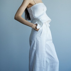 Conjuntos de Lino OEM para Mujer, 2 Piezas, Blusa de Lino Elegante con Hombros Descubiertos, Atuendo Femenino - Product Image 5