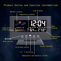 Horloge météorologique, affichage de l'écran couleur de l'horloge météo 8082T, réveil électronique contrôlé par la voix de la température et de l'humidité