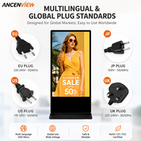 Écran d'affichage numérique tactile ultra-fin de 43, 49, 55 pouces, 2K 4K, Android, lecteur publicitaire commercial LCD d'intérieur, kiosque