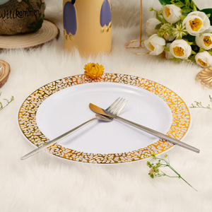 Plaques de présentation rondes en plastique PS de luxe dorées <span class=keywords><strong>avec</strong></span> bordure évidée à motif personnalisé et jantes sculptées pour mariage - Product Image 4