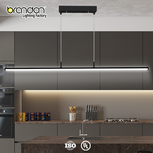 Lampadario Moderno a Sospensione Brandon a LED, Lampada Lineare a Soffitto per Isola Cucina, Struttura in Alluminio per Caffetterie e Negozi al Dettaglio - Product Image 1