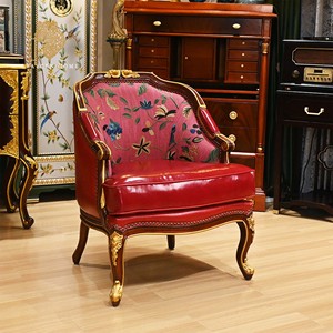 European Vintage Red Leather Couch Living Room Garden Sofas Sectional Sofa Bedroom Furniture Luxury Floor Cloud Sofa for Home - Product Image 2