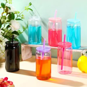 <b>Reusable</b> Clear Colored Single Wall PC Mason Style Cold Drink Iced Coffee Soda Juice Tumbler Plastic <b>Cup</b> Straw Party Leak-Proof - Product Image 4