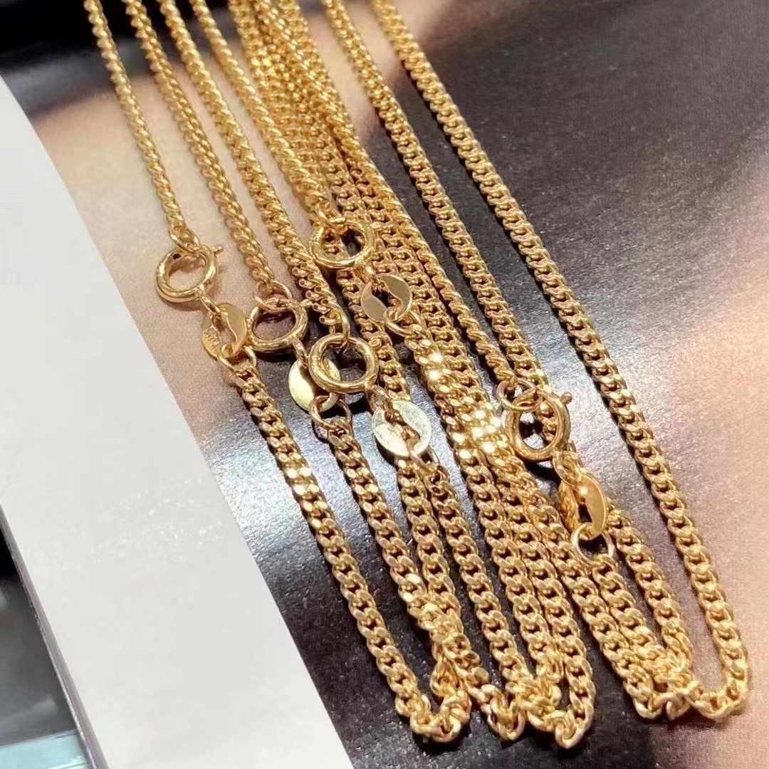 2.2 Grams Solid Gold 18K Yellow Gold Cuban Curb Chain
