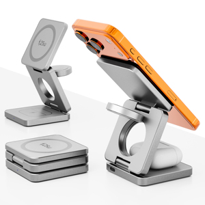 Estación de Carga Inalámbrica Magnética de 25W, Soporte Plegable de Escritorio 3 en 1, Cargador Rápido para Teléfono, Reloj y Auriculares - Product Image 2