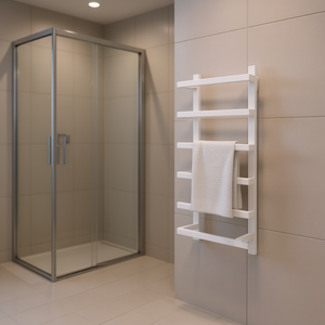 Porte-serviettes mural en acier inoxydable blanc, 18,9 pouces, design minimaliste, chauffe-serviettes de salle de bain, 4 barres et plus - Product Image 2