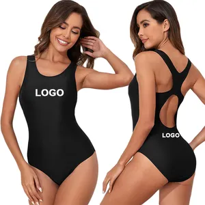 新款女性纯色泳衣加大码一体式无背热黑色性感比基尼丁字裤比基尼一体式套装泳衣