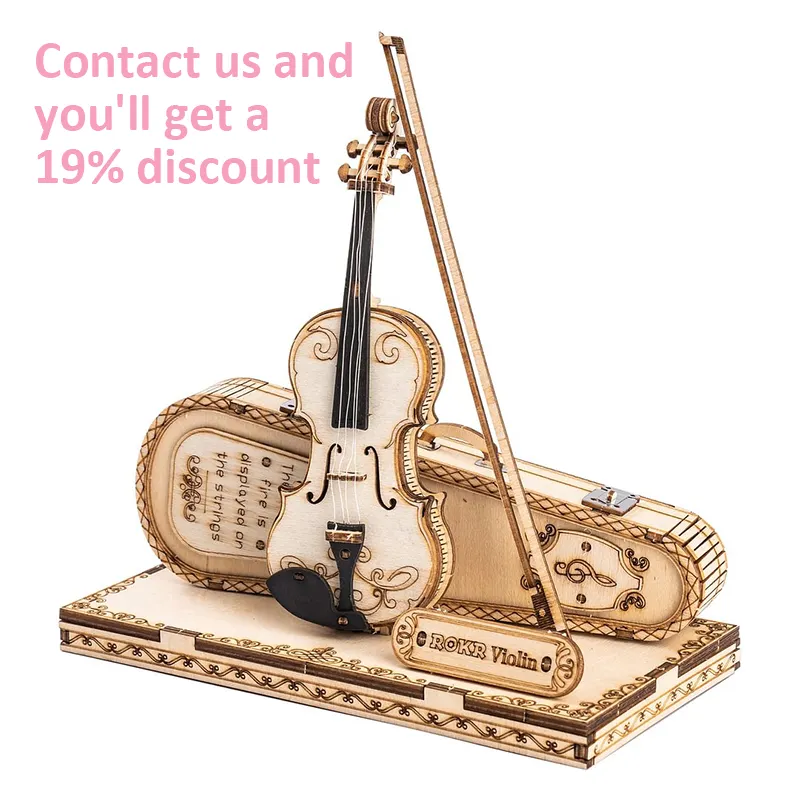 Robotime Rokr Contact ottieni il 19% di sconto fai da te assemblare giocattoli TG604K kit modello di violino riccio puzzle 3D in legno per adulti