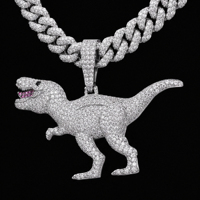 Colgante de Dinosaurio de Plata 925 con Moissanita Iced Out, Superventas, para Hombres y Mujeres, Estilo Hip Hop, Ropa Urbana, Atuendos Diarios y Eventos Musicales