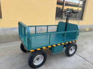 CE Factories Selling Lights and Guardrail Flatbed Handing Hand <b>Trolley</b> Electric <b>Platform</b> Warehouse Cargo Cart <b>Trolley</b> - Product Image 3