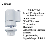 Veinasa Mini-C7AG 7-in-1 Pemantau Lingkungan Meteorologi Sensor Kecepatan Angin Arah Angin Suhu Kelembaban Tekanan Udara
