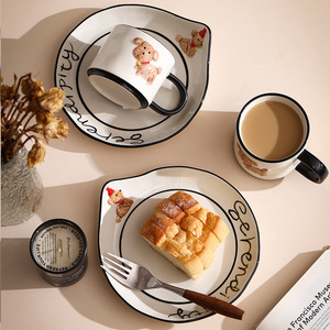 Set di tazze e piattini in ceramica per cuccioli dipinti a mano, adorabile tazza larga per <span class=keywords><strong>caffè</strong></span> e tè pomeridiano - Product Image 4