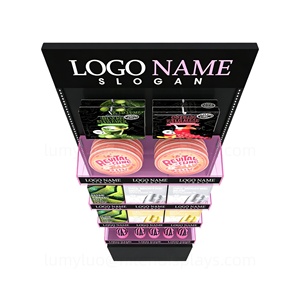 ชั้นวางมาส์กหน้าแบบตั้งพื้น พร้อมชั้นวางอะคริลิคสองด้านและตะขอ ชั้นวางโลหะสำหรับผลิตภัณฑ์ดูแลผิว - Product Image 6