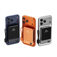 Batterie Externe Magnétique Premium 10000 mAh 15W Sans Fil en Métal avec Support Pliable, Écran LED et Câble USB-C vers USB-C pour iPhone 17