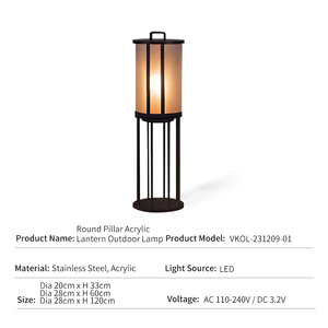 Lanterne d'extérieur en acier inoxydable et acrylique, style nordique, pour villa, jardin, patio, lumière d'ambiance, lampe décorative au sol, étanche, lampadaire <span class=keywords><strong>LED</strong></span> - Product Image 2