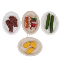 Écologique 10 "X 8" Récipient alimentaire jetable Pâte de bagasse Preuve d'huile de l'huile Nouveau Design Bagasse Plaque ovale