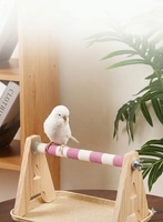 Support de perchoir en A écologique pour oiseaux, aire de jeux d'entraînement pour perroquets avec plateau en fibre de bambou, perchoir en coton et pierre à aiguiser pour les canaris