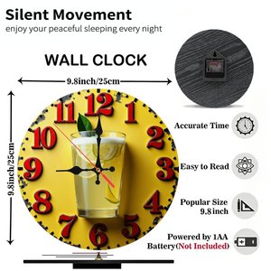 Reloj de Pared Redondo de Madera de 25x25 cm, Silencioso, sin Tictac, Decoración para Habitación de Huéspedes, Hotel, Hogar, Interior - Product Image 2