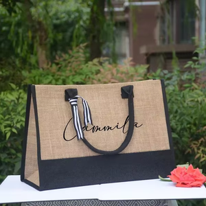 Sac à provisions étanche EVA de grande capacité avec support d'épaule de qualité supérieure en toile de jute avec logo personnalisé et ruban de luxe - Product Image 1