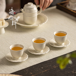 ถ้วยชาขาวดิงแวร์ ถ้วยพอร์ซเลนทรงกลมสำหรับใช้ในบ้าน สไตล์จีนโบราณ - Product Image 2