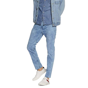 Jeans en denim léger coupe droite pour homme, design tendance, logo personnalisé, pantalon graphique avancé, streetwear - Product Image 4